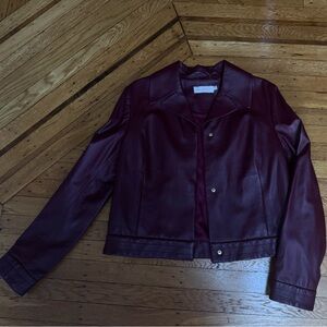 Tory Burch Burgundy Leather Jacket